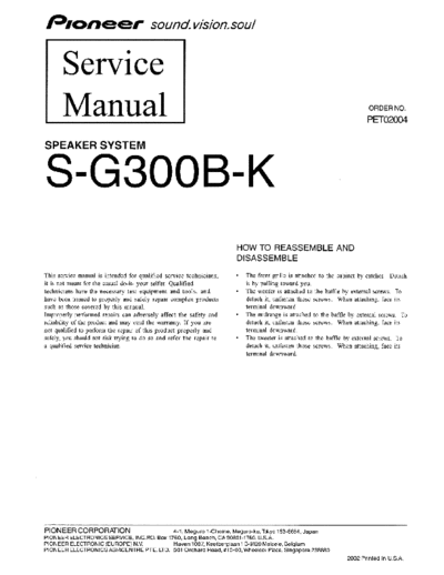 Pioneer hfe pioneer s-g300b-k service pet02004 en  Pioneer Audio S-G300B hfe_pioneer_s-g300b-k_service_pet02004_en.pdf