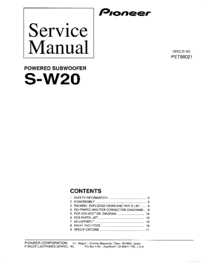 Pioneer hfe pioneer s-w20 service pet99021 en  Pioneer Audio S-W20 hfe_pioneer_s-w20_service_pet99021_en.pdf