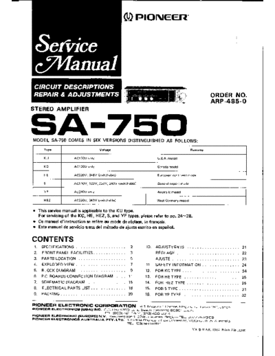 Pioneer hfe pioneer sa-750 service  Pioneer Audio SA-750 hfe_pioneer_sa-750_service.pdf