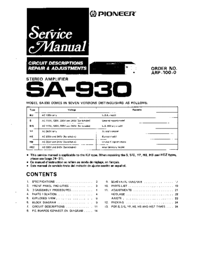 Pioneer hfe   sa-930 service  Pioneer Audio SA-930 hfe_pioneer_sa-930_service.pdf
