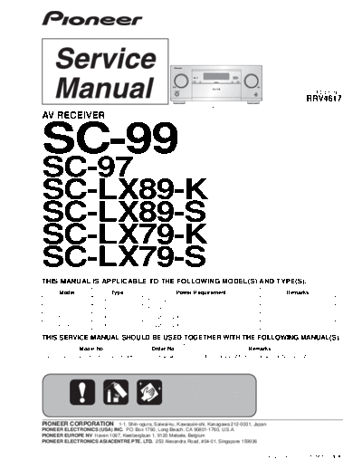 Pioneer hfe pioneer sc-97 99 lx-79 89-k-s service rrv-4617 en  Pioneer Audio SC-LX79 hfe_pioneer_sc-97_99_lx-79_89-k-s_service_rrv-4617_en.pdf