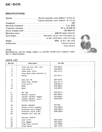 Pioneer hfe   se-505 service info  Pioneer Audio SE-505 hfe_pioneer_se-505_service_info.pdf