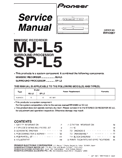 Pioneer hfe   mj-l5 sp-l5 service rrv2087 en  Pioneer Audio SP-L5 hfe_pioneer_mj-l5_sp-l5_service_rrv2087_en.pdf
