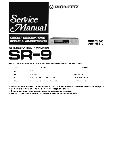 Pioneer hfe pioneer sr-9 service  Pioneer Audio SR-9 hfe_pioneer_sr-9_service.pdf