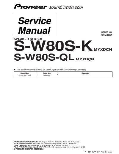 Pioneer Pioneer SW-80-SK service manual  Pioneer Audio SW-80-SK Pioneer_SW-80-SK_service_manual.pdf