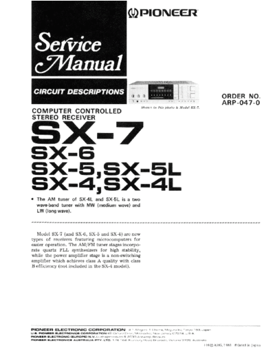 Pioneer hfe pioneer sx-4 5 6 7 circuit descriptions  Pioneer Audio SX-4 hfe_pioneer_sx-4_5_6_7_circuit_descriptions.pdf