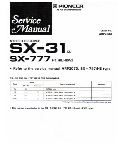 Pioneer hfe pioneer sx-31 777 service en  Pioneer Audio SX-31 hfe_pioneer_sx-31_777_service_en.pdf