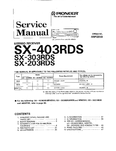 Pioneer hfe   sx-203rds 303rds 403rds service  Pioneer Audio SX-403RDS hfe_pioneer_sx-203rds_303rds_403rds_service.pdf