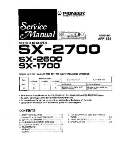 Pioneer hfe pioneer sx-1700 2600 2700 service  Pioneer Audio SX-2700 hfe_pioneer_sx-1700_2600_2700_service.pdf