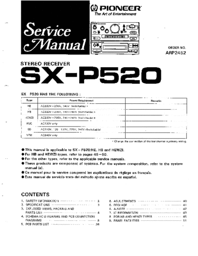 Pioneer hfe pioneer sx-p520 service  Pioneer Audio SX-P520 hfe_pioneer_sx-p520_service.pdf