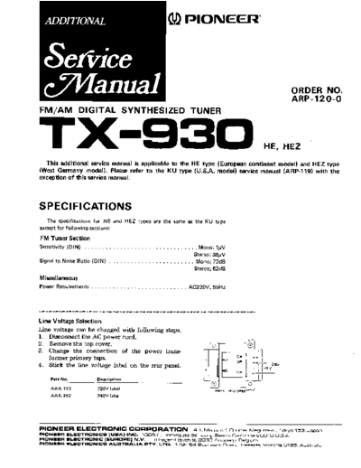 Pioneer hfe pioneer tx-930 service add arp-120-0 en  Pioneer Audio TX-930 hfe_pioneer_tx-930_service_add_arp-120-0_en.pdf