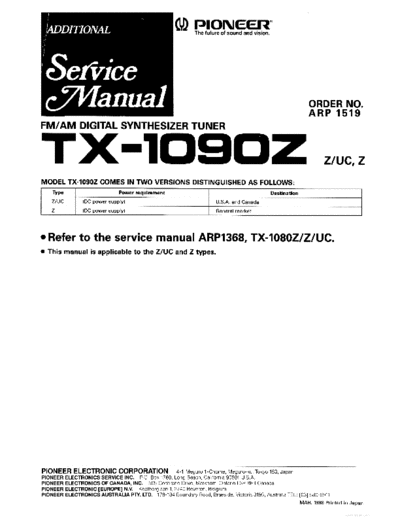 Pioneer hfe   tx-1090z service arp1519 en  Pioneer Audio TX-1090Z hfe_pioneer_tx-1090z_service_arp1519_en.pdf