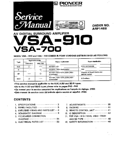 Pioneer hfe   vsa-700 910 service  Pioneer Audio VSA-700 hfe_pioneer_vsa-700_910_service.pdf