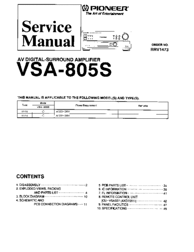 Pioneer hfe   vsa-805s service  Pioneer Audio VSA-805S hfe_pioneer_vsa-805s_service.pdf