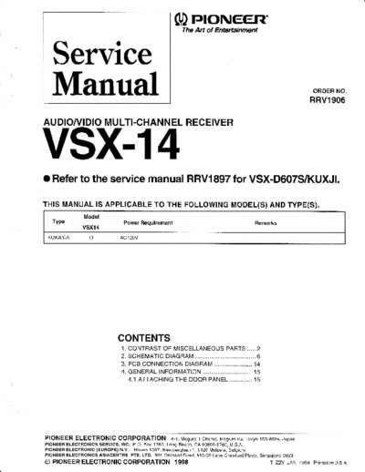 Pioneer hfe   vsx-14 service rrv1906 en  Pioneer Audio VSX-14 hfe_pioneer_vsx-14_service_rrv1906_en.pdf