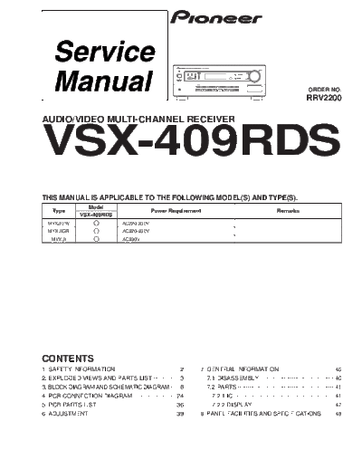 Pioneer hfe pioneer vsx-409rds service  Pioneer Audio VSX-409RDS hfe_pioneer_vsx-409rds_service.pdf