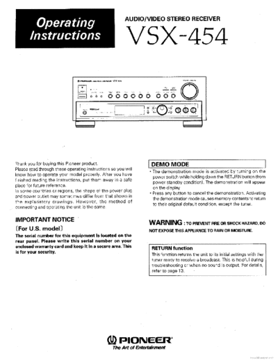 Pioneer hfe pioneer vsx-454 en  Pioneer Audio VSX-454 hfe_pioneer_vsx-454_en.pdf