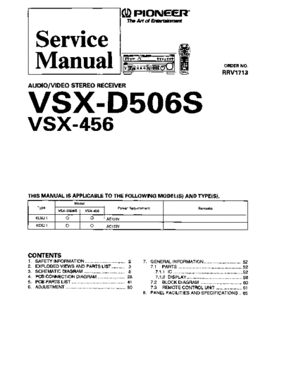 Pioneer hfe   vsx-d506s 456 service  Pioneer Audio VSX-456 hfe_pioneer_vsx-d506s_456_service.pdf