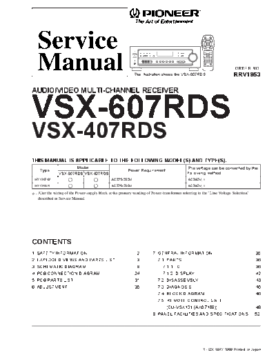 Pioneer hfe pioneer vsx-407rds 607rds rrv1953 service en  Pioneer Audio VSX-607RDS hfe_pioneer_vsx-407rds_607rds_rrv1953_service_en.pdf