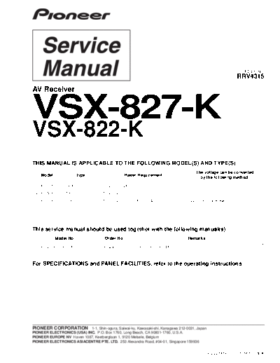 Pioneer hfe   vsx-822-k 827-k service rrv4315 en  Pioneer Audio VSX-822-K hfe_pioneer_vsx-822-k_827-k_service_rrv4315_en.pdf