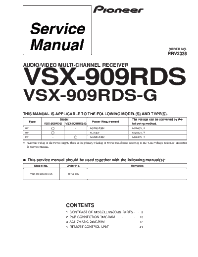 Pioneer hfe pioneer vsx-909rds service  Pioneer Audio VSX-909RDS hfe_pioneer_vsx-909rds_service.pdf