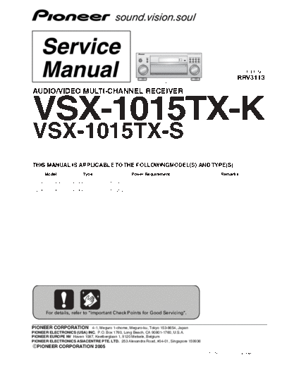 Pioneer VSX-1015 RRV3113  Pioneer Audio VSX-1015TX VSX-1015_RRV3113.pdf