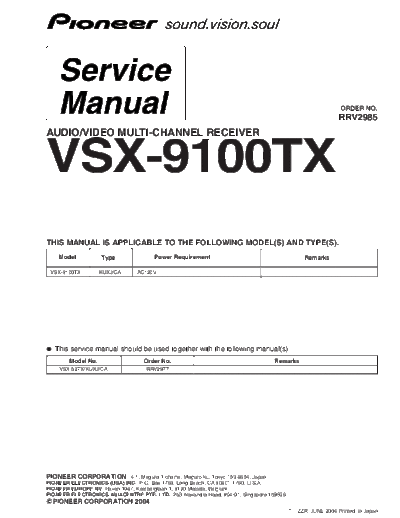 Pioneer VSX-9100 RRV2985  Pioneer Audio VSX-9100 VSX-9100_RRV2985.pdf