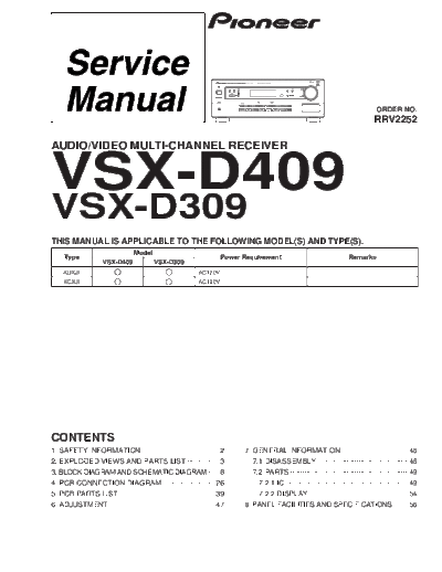 Pioneer hfe pioneer vsx-d309 d409 service  Pioneer Audio VSX-D309 hfe_pioneer_vsx-d309_d409_service.pdf