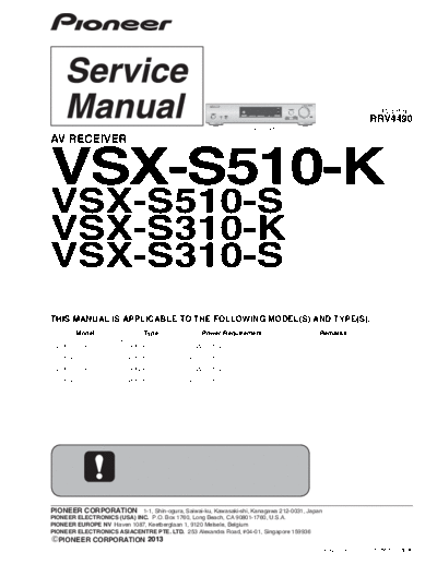 Pioneer RRV4490 - VSX-S510-K, VSX-S510-S, VSX-S310-K, VSX-S310-S  Pioneer Audio VSX-S310-K RRV4490 - VSX-S510-K, VSX-S510-S, VSX-S310-K, VSX-S310-S.pdf