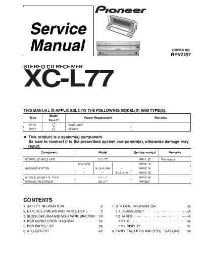 Pioneer hfe pioneer xc-l77 service en  Pioneer Audio XC-L77 hfe_pioneer_xc-l77_service_en.pdf