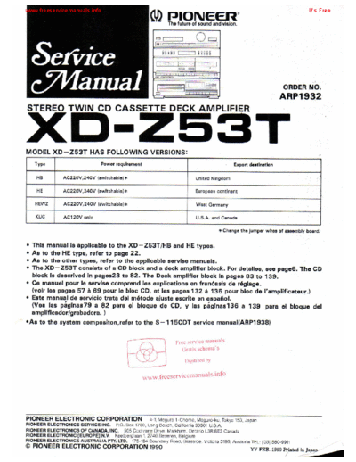 Pioneer xd-z53t  Pioneer Audio XD-Z53T xd-z53t.pdf