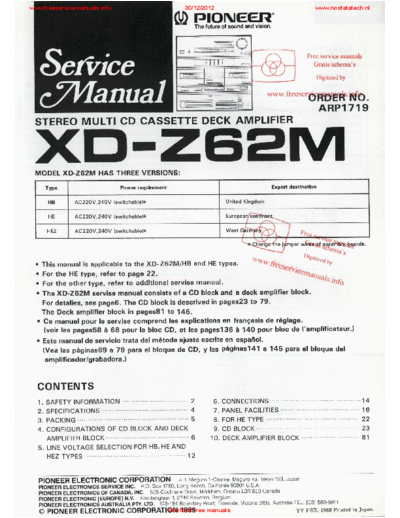 Pioneer xd-z62m  Pioneer Audio XD-Z62M xd-z62m.pdf