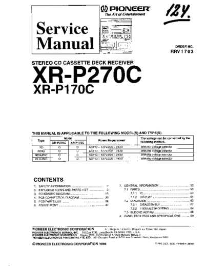 Pioneer XR-P170 P270  Pioneer Audio XR-P170-270 XR-P170_P270.pdf