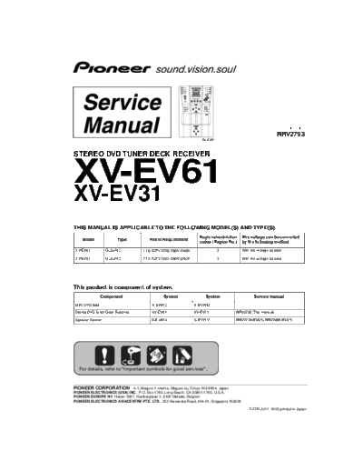 Pioneer hfe pioneer xv-ev31 ev61 service rrv2793 en  Pioneer Audio XV-EV61 hfe_pioneer_xv-ev31_ev61_service_rrv2793_en.pdf