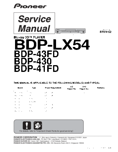 Pioneer hfe pioneer bdp-41fd 430 43fd lx54 service rrv4152 en  Pioneer Blue Ray BDP-43FD hfe_pioneer_bdp-41fd_430_43fd_lx54_service_rrv4152_en.pdf