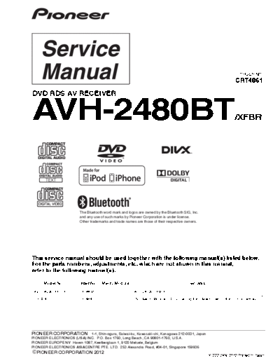 Pioneer pioneer avh-2480bt crt4861 car dvd supplement  Pioneer Car Audio AVH-2480BT pioneer_avh-2480bt_crt4861_car_dvd_supplement.pdf