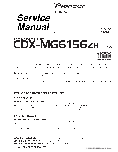 Pioneer cdx-mg6156zh  Pioneer Car Audio CDX-MG6156 cdx-mg6156zh.pdf