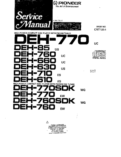 Pioneer deh 85 610 630 660 710 760 770 crt1354 112  Pioneer Car Audio DEH-85_610_630_660_710_760_770 deh_85_610_630_660_710_760_770_crt1354_112.pdf