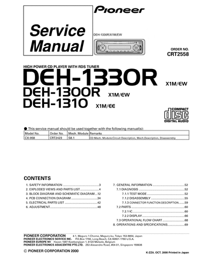 Pioneer DEH-1300R DEH-1310R DEH-1330R  Pioneer Car Audio DEH-1300R DEH-1300R_DEH-1310R_DEH-1330R.djvu