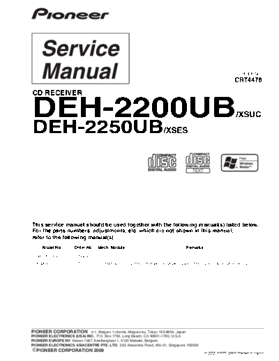 Pioneer PIONEER DEH-2200UB-2250UB-ept  Pioneer Car Audio DEH-2250 PIONEER DEH-2200UB-2250UB-ept.pdf