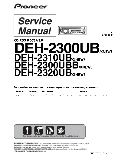 Pioneer PIONEER DEH-2300UB, DEH-2310UB, DEH-2300UBB, DEH-2320UB  Pioneer Car Audio DEH-2310UB PIONEER DEH-2300UB, DEH-2310UB, DEH-2300UBB, DEH-2320UB.pdf