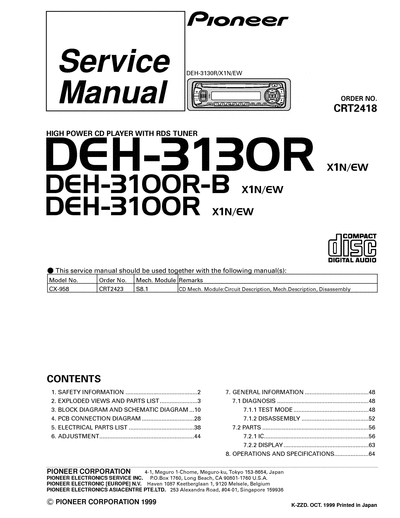 Pioneer DEH-3100R DEH-3130R  Pioneer Car Audio DEH-3100R DEH-3100R_DEH-3130R.djvu
