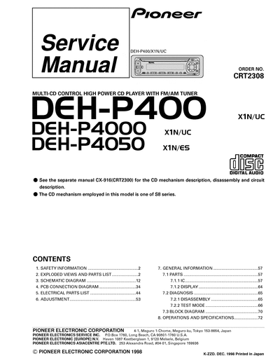 Pioneer DEH-P400 DEH-4000 DEH-4050  Pioneer Car Audio DEH-P400 DEH-P400_DEH-4000_DEH-4050.djvu