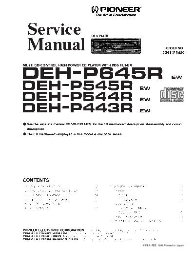 Pioneer hfe pioneer deh-p443r p544r p545r p645r service en  Pioneer Car Audio DEH-P443R hfe_pioneer_deh-p443r_p544r_p545r_p645r_service_en.pdf