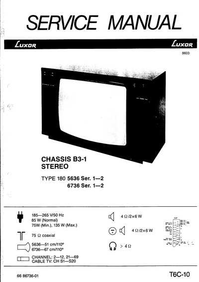 LUXOR b3-1  . Rare and Ancient Equipment LUXOR TV B3-1 chassis luxor b3-1.djvu