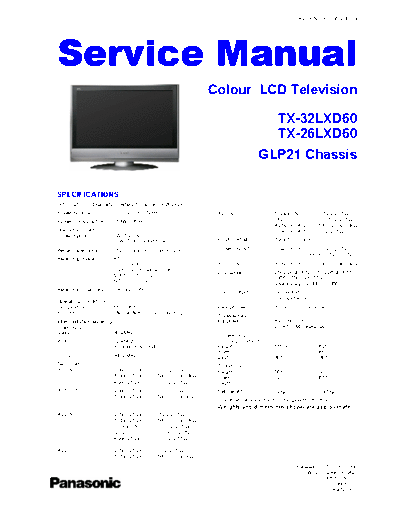 panasonic Panasonic TX-26LXD60 TX-32LXD60 [SM]  panasonic Training Manuals Panasonic TX-26LXD60 TX-32LXD60 [SM].rar