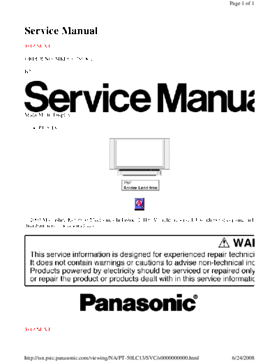 panasonic Panasonic PT-50LC13 [SM]  panasonic Training Manuals Panasonic PT-50LC13 [SM].rar