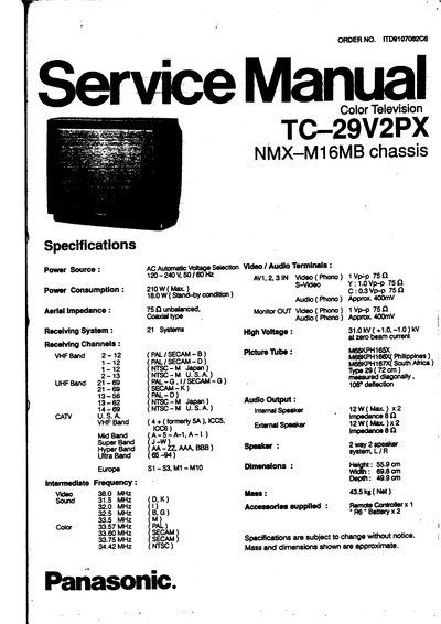 panasonic tc-29v2px  panasonic TV TC-29V2PX tc-29v2px.djvu