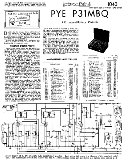 PYE (GB) Pye P31MBQ  . Rare and Ancient Equipment PYE (GB) Pye_P31MBQ.pdf