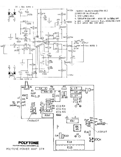 POLYTONE Polytone 378 (LM391, 2N5880, 5882) Power Amp Schematic  . Rare and Ancient Equipment POLYTONE Polytone 378 (LM391, 2N5880, 5882) Power Amp Schematic.pdf